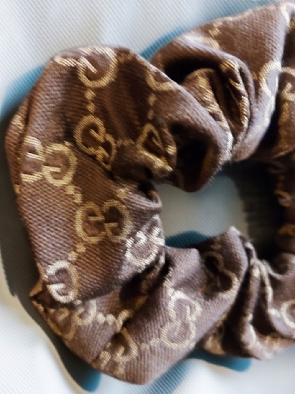 Gucci Luxury Brown Logo Scrunchie Hair Accessory - VIP Gift